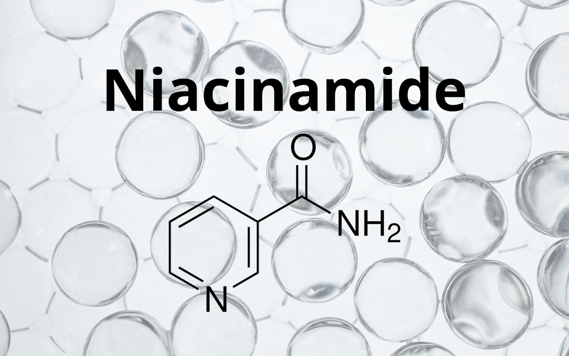 Image from the Neo Mirae blog, depicting the molecular formula and a structure reminiscent of niacinamide.