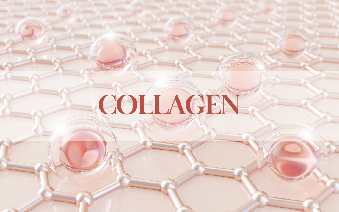 Connect pink hexagons multiple times to create a base, then place circular collagen on top to express skin and collagen.