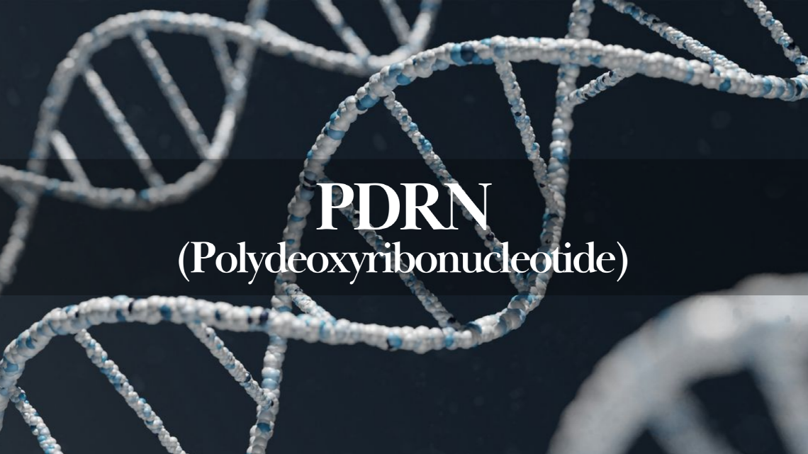 Main image for NEO MIRAE blog, featuring a background that evokes the name and molecular structure to represent PDRN (Polydeoxyribonucleotide).